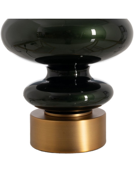 Grande lampe à poser moderne Hauteur 76 cm en Verre Noir Métal Doré Lin Blanc Zorine - 6