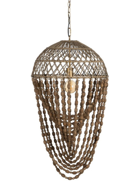 Suspension originale Perles Diamètre 47 cm en Bois Rotin Naturel Selion - 1