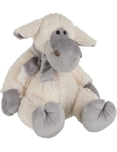 Décoration de Noël Mouton avec écharpe 25 cm en Polyester Blanc Gris - 1