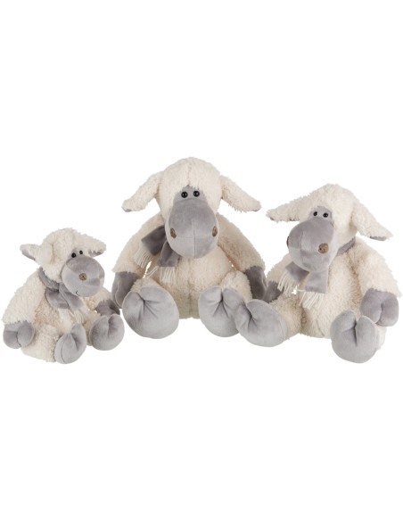Décoration de Noël Mouton avec écharpe 25 cm en Polyester Blanc Gris - 2