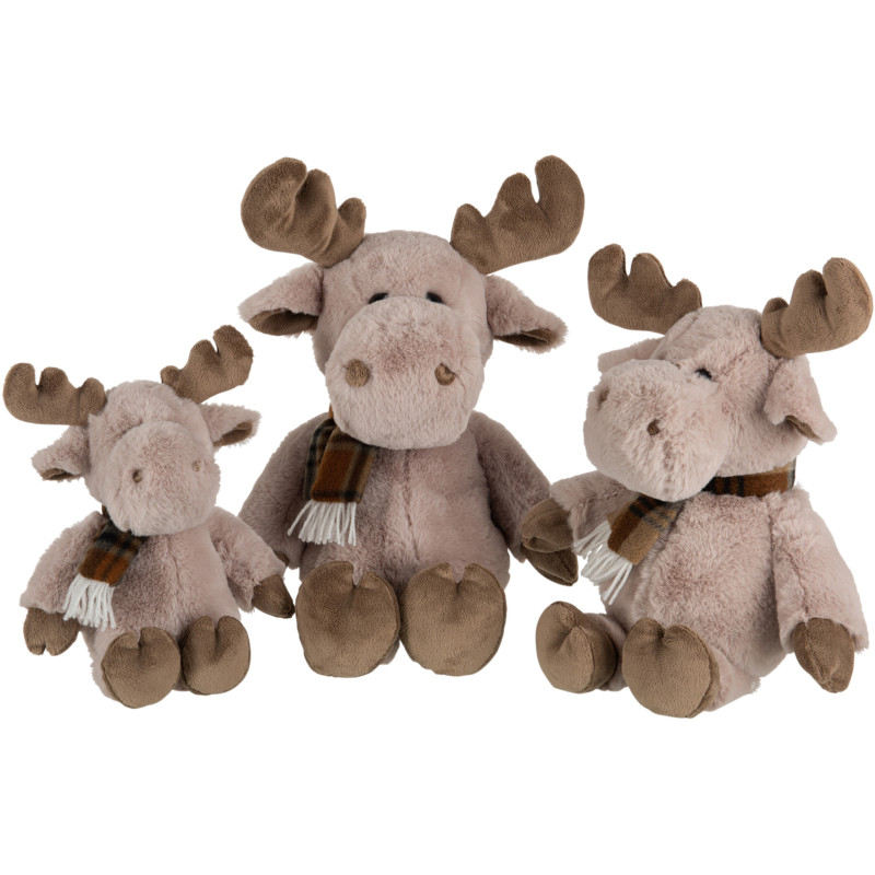 Décoration de Noël Renne avec écharpe 30 cm en Polyester Marron Beige - 2