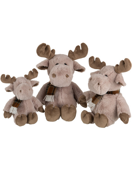 Décoration de Noël Renne avec écharpe 30 cm en Polyester Marron Beige - 2