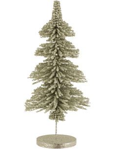 Décoration sur pied Sapin de Noël 55 cm en Perle Vert foncé Avec paillettes - 1