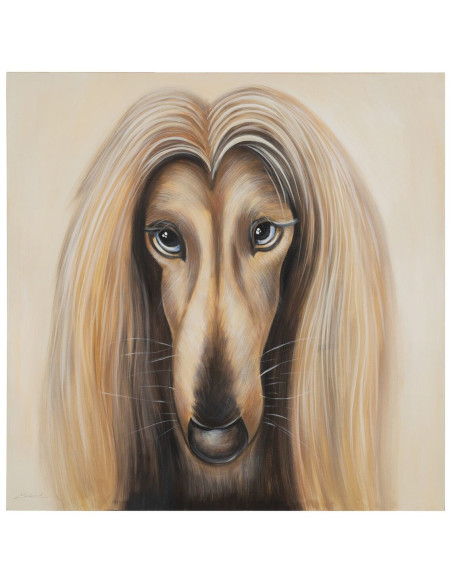 Grande toile imprimée et peinte Chien Levrette 120x120 Runa - 1