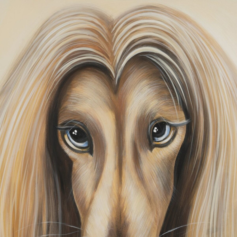 Grande toile imprimée et peinte Chien Levrette 120x120 Runa - 2