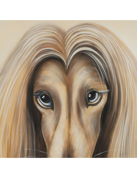 Grande toile imprimée et peinte Chien Levrette 120x120 Runa - 2