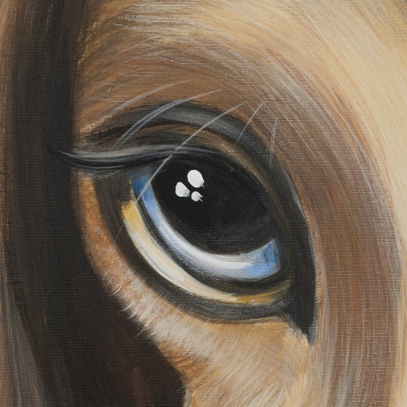 Grande toile imprimée et peinte Chien Levrette 120x120 Runa - 3