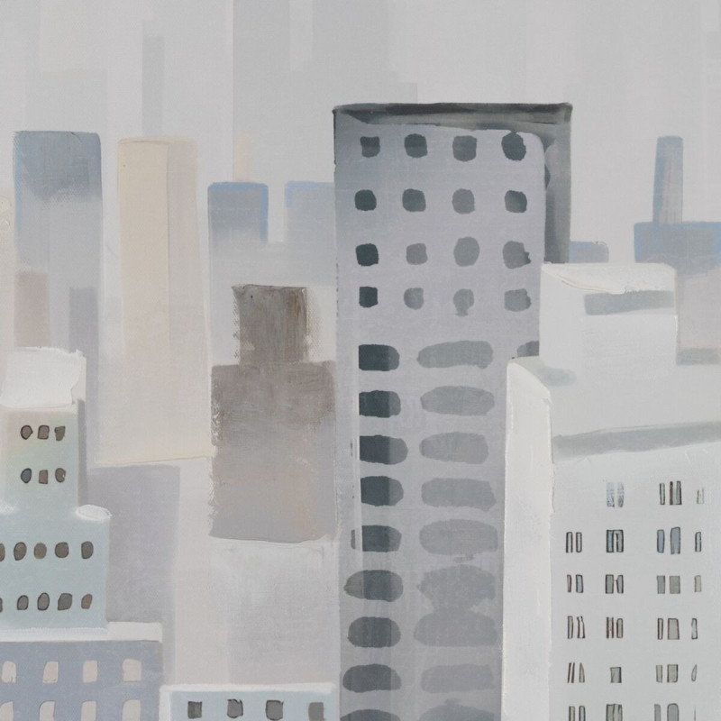 Grande toile imprimée et peinte Motif ville 120x80 Cadre bois argenté Nira - 2