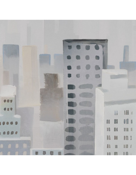 Grande toile imprimée et peinte Motif ville 120x80 Cadre bois argenté Nira - 2