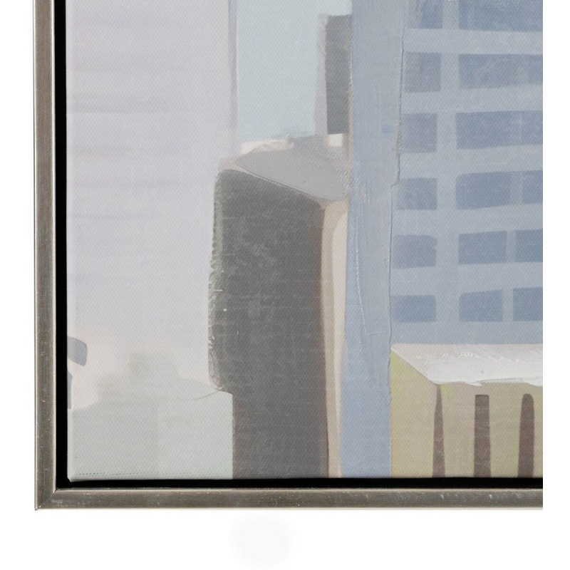 Grande toile imprimée et peinte Motif ville 120x80 Cadre bois argenté Nira - 3