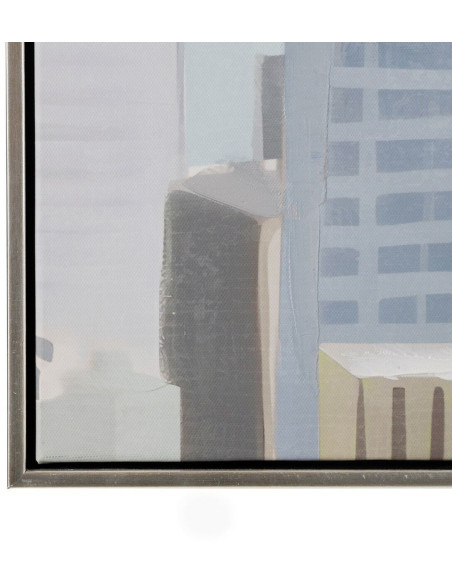 Grande toile imprimée et peinte Motif ville 120x80 Cadre bois argenté Nira - 3