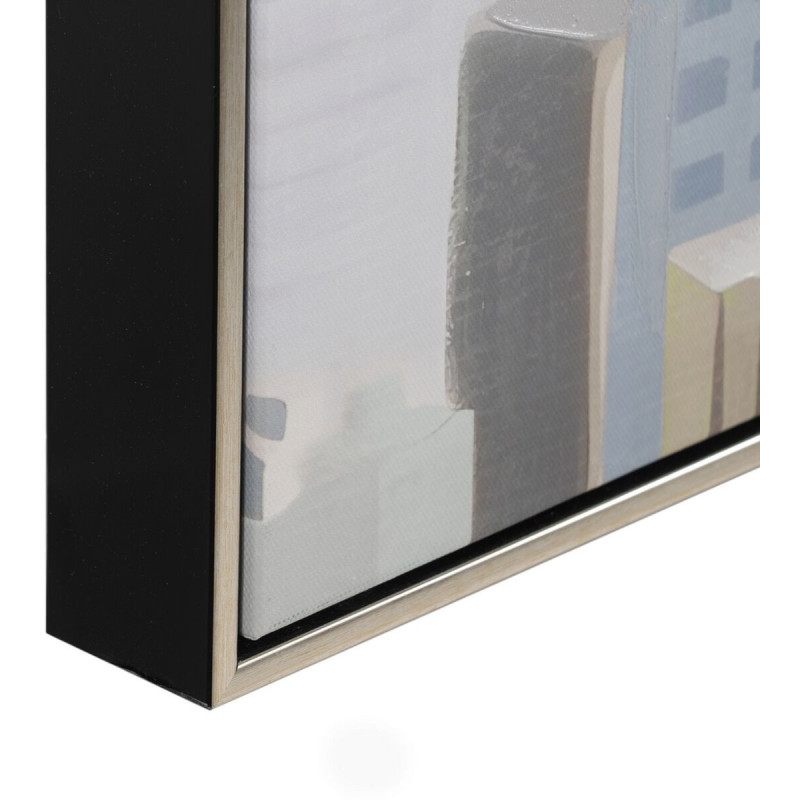 Grande toile imprimée et peinte Motif ville 120x80 Cadre bois argenté Nira - 4