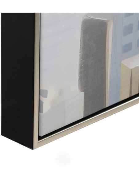 Grande toile imprimée et peinte Motif ville 120x80 Cadre bois argenté Nira - 4