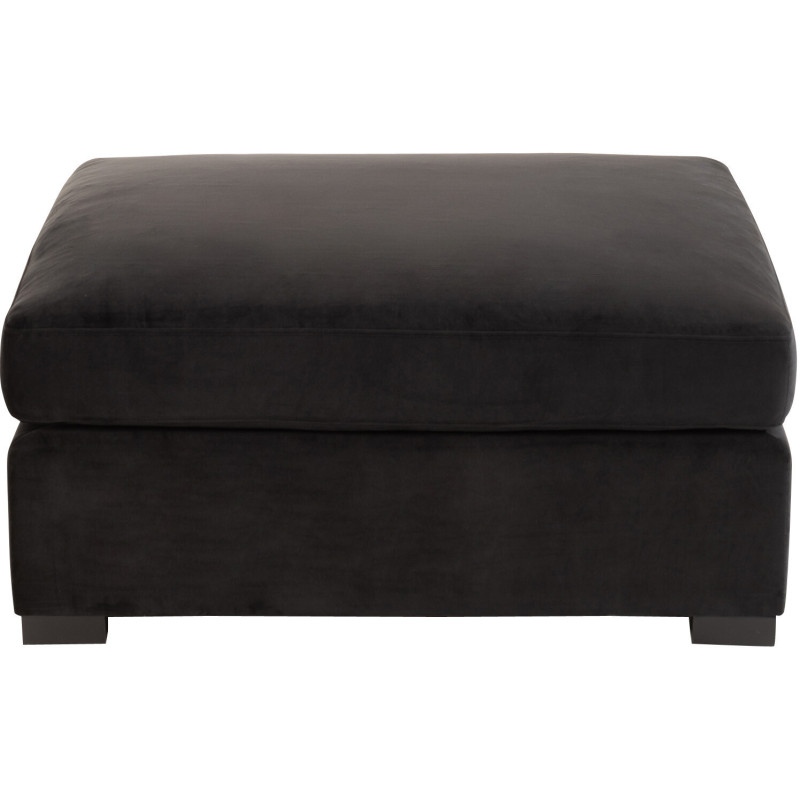 Pouf Rectangulaire Hostelia en Velours Noir Bois de bouleau - 3