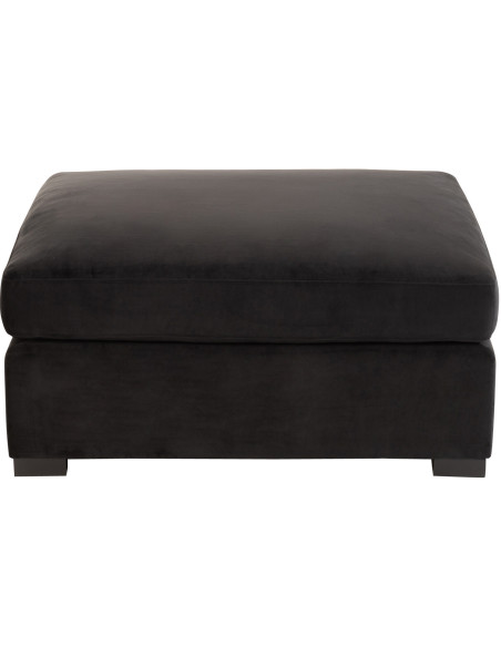 Pouf Rectangulaire Hostelia en Velours Noir Bois de bouleau - 3