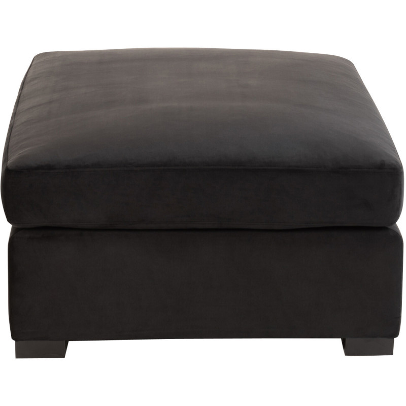 Pouf Rectangulaire Hostelia en Velours Noir Bois de bouleau - 4