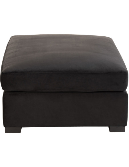 Pouf Rectangulaire Hostelia en Velours Noir Bois de bouleau - 4