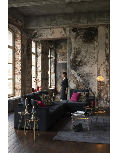 Pouf Rectangulaire Hostelia en Velours Noir Bois de bouleau - 5