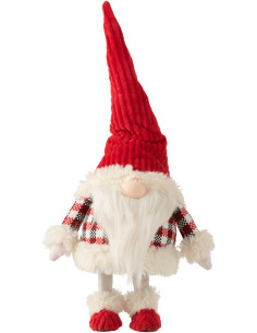 Décoration de Noël Père Noël debout 50 cm en Polyester Rouge Blanc Motif carreaux - 1