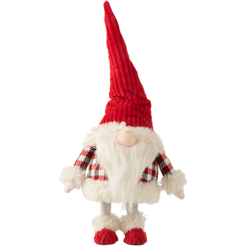Décoration de Noël Père Noël debout 50 cm en Polyester Rouge Blanc Motif carreaux - 1