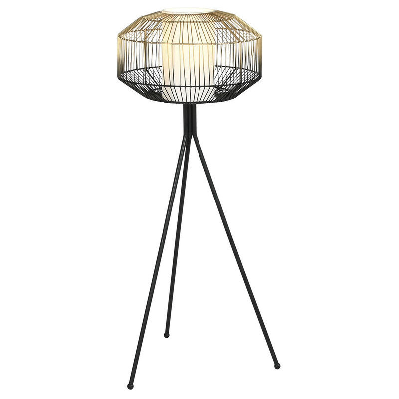 Lampadaire moderne bi colore Hauteur 103 cm en Métal Doré Noir Coton Blanc Zaril - 4