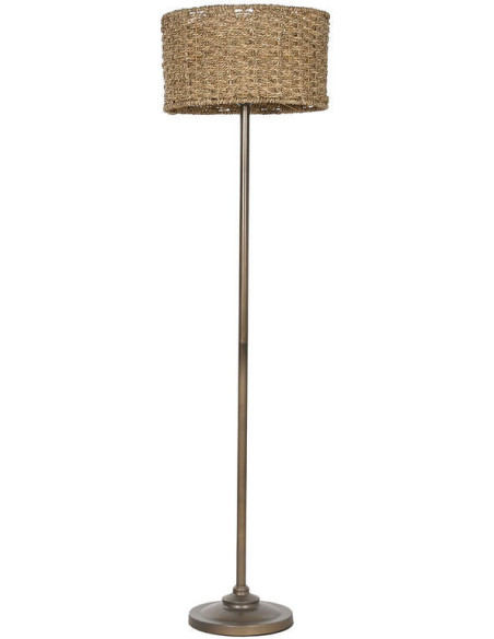 Lampadaire balinais Hauteur 156 cm en Métal Cuivré Fibre Naturel Ziren - 1