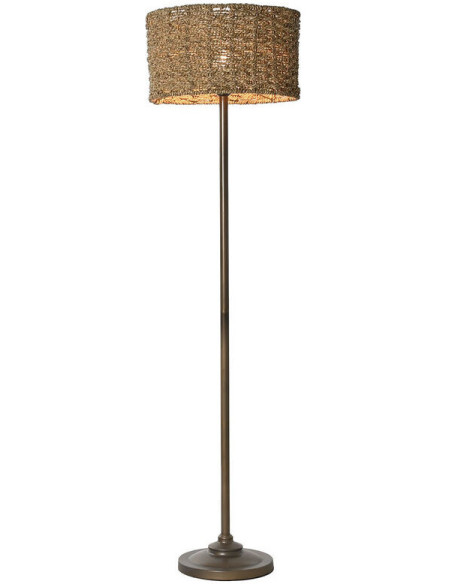 Lampadaire balinais Hauteur 156 cm en Métal Cuivré Fibre Naturel Ziren - 6