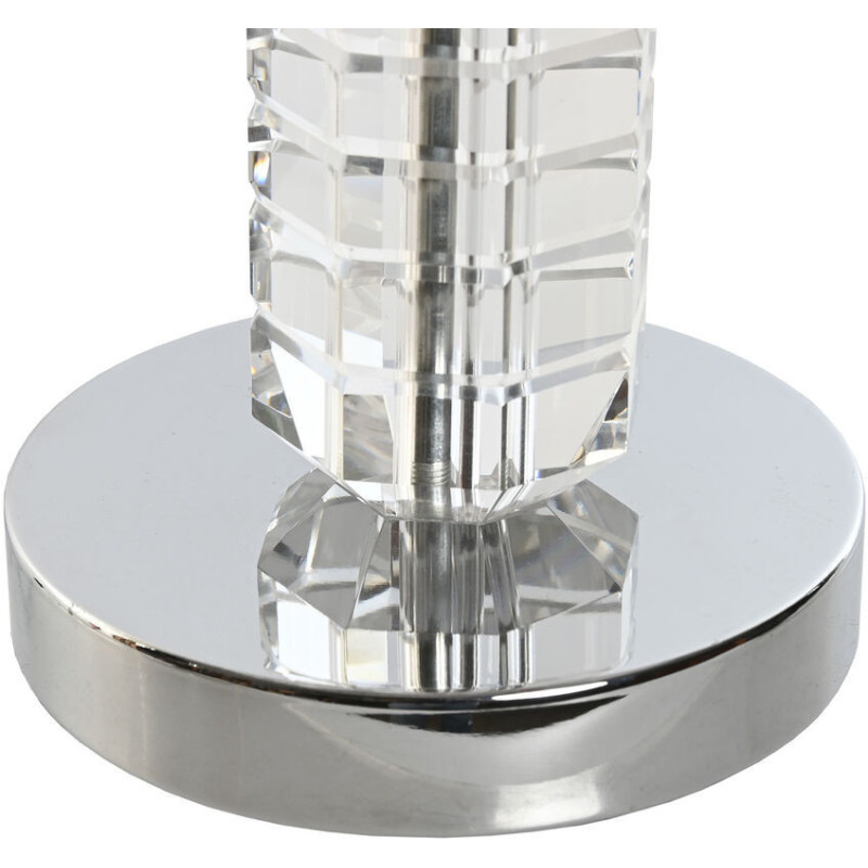 Lampe à poser moderne Hauteur 42 cm en Verre Transparent Tissu Blanc Métal Argenté Selan - 3