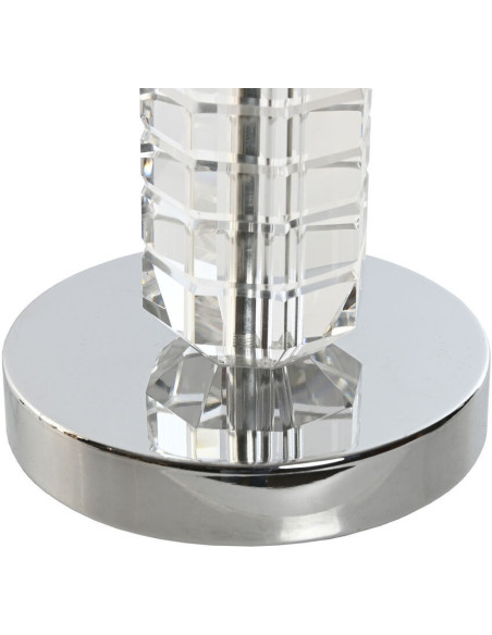 Lampe à poser moderne Hauteur 42 cm en Verre Transparent Tissu Blanc Métal Argenté Selan - 3