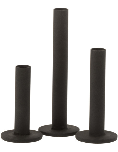 Bougeoir sur pied Kuroi Hauteur en Métal Noir Mat (Lot de 3) - 1