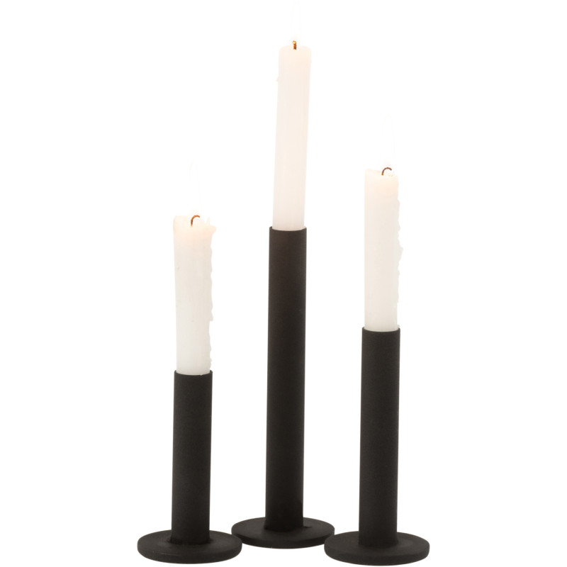 Bougeoir sur pied Kuroi Hauteur en Métal Noir Mat (Lot de 3) - 3