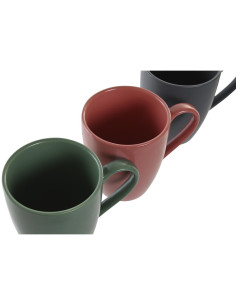 Coffret 4 mugs 300 ml avec support de rangement en Grès Bois d'hévéa Naturel Helran - 1 2