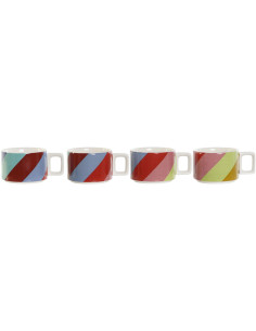 Coffret 4 tasses à café 260 ml avec support de rangement en Dolomite Multicolore Métal Blanc Narion - 1 2