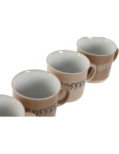 Coffret 4 tasses à café 180 ml en Céramique Marron Beige Balvin - 1 2