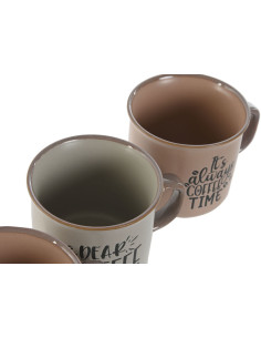 Coffret 4 mugs 285 ml en Grès Marron Gris Jorio - 1 2