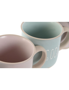 Coffret 4 mugs pastels 355 ml en Grès Rose Bleu Kolira - 1 2