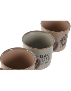 Coffret 4 tasses à café 180 ml en Grès Marron Gris Zilion - 1 2