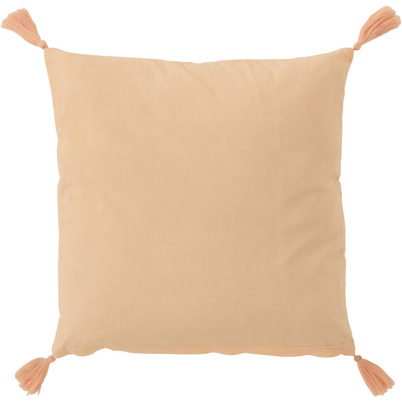 Coussin Carré Ibiza 50x50 en Coton Pamplemousse Motif géométrique Avec pompons - 3