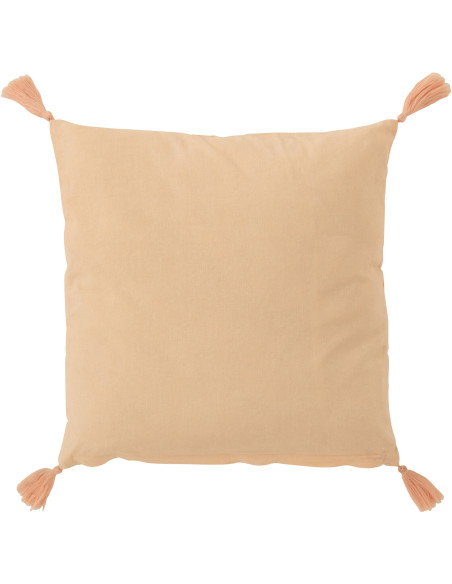 Coussin Carré Ibiza 50x50 en Coton Pamplemousse Motif géométrique Avec pompons - 3