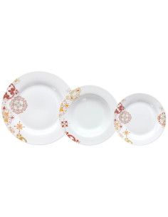 Service de table oriental 18 pièces en Porcelaine Blanc Motif arabesques Valwin - 1