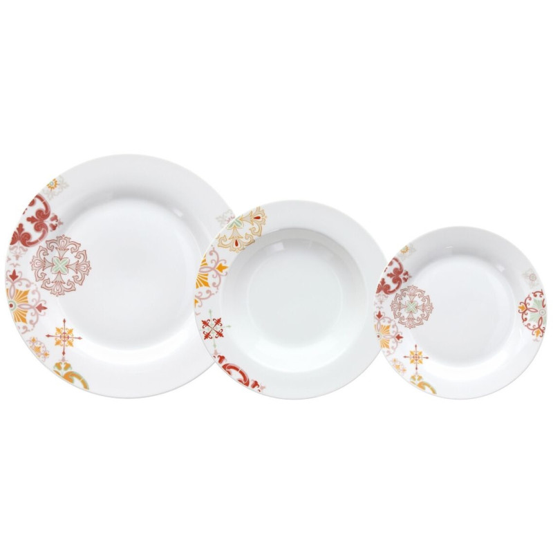 Service de table oriental 18 pièces en Porcelaine Blanc Motif arabesques Valwin - 1