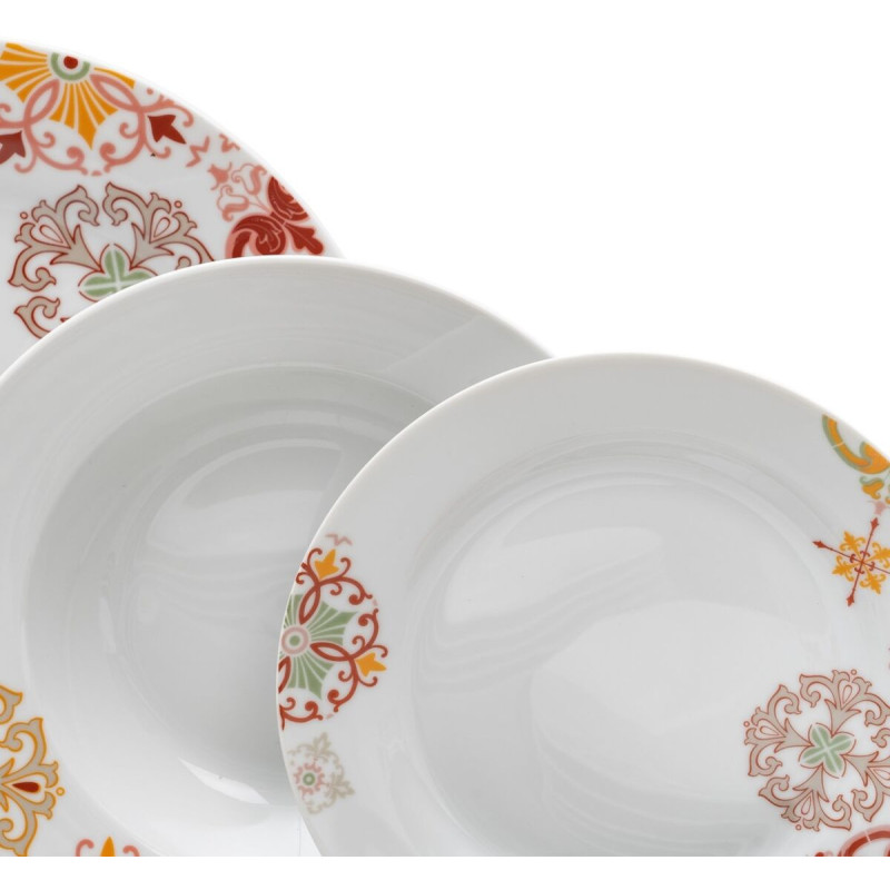 Service de table oriental 18 pièces en Porcelaine Blanc Motif arabesques Valwin - 2
