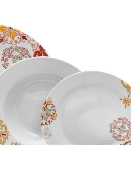 Service de table oriental 18 pièces en Porcelaine Blanc Motif arabesques Valwin - 2
