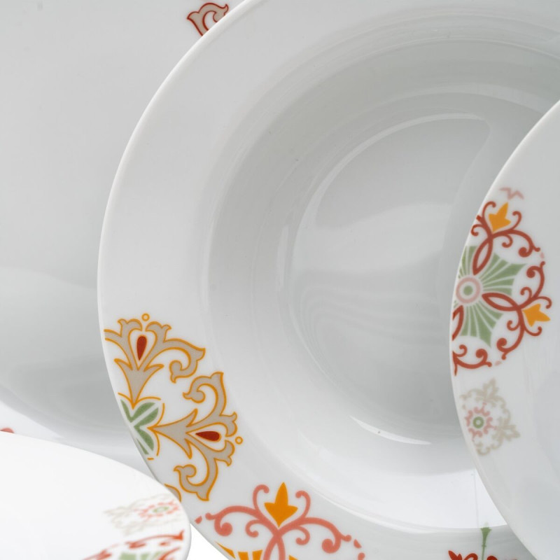 Service de table oriental 18 pièces en Porcelaine Blanc Motif arabesques Valwin - 4