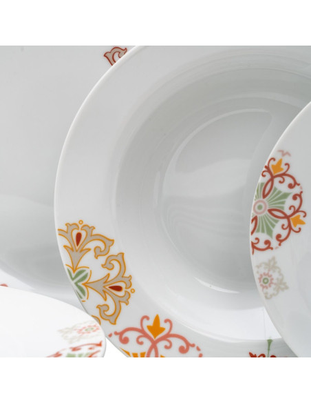 Service de table oriental 18 pièces en Porcelaine Blanc Motif arabesques Valwin - 4