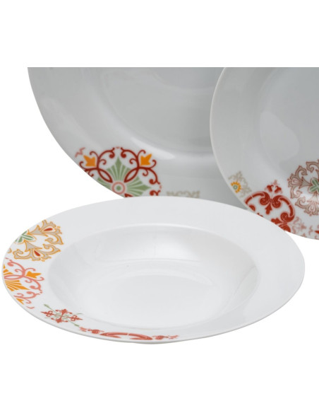 Service de table oriental 18 pièces en Porcelaine Blanc Motif arabesques Valwin - 5