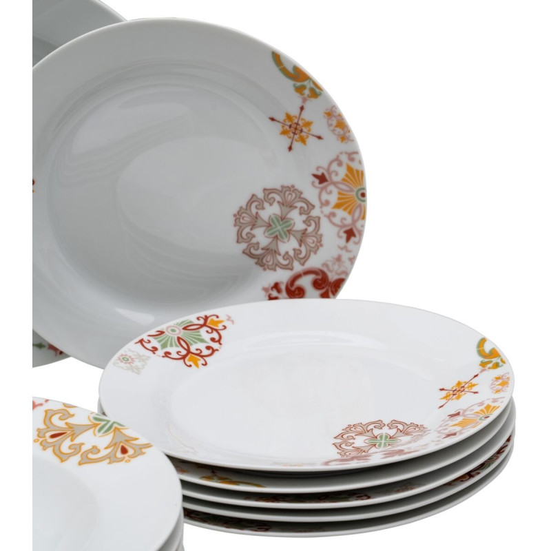 Service de table oriental 18 pièces en Porcelaine Blanc Motif arabesques Valwin - 6