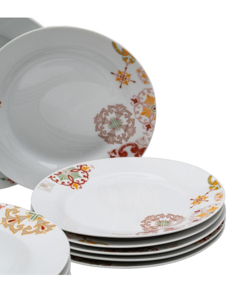 Service de table oriental 18 pièces en Porcelaine Blanc Motif arabesques Valwin - 6