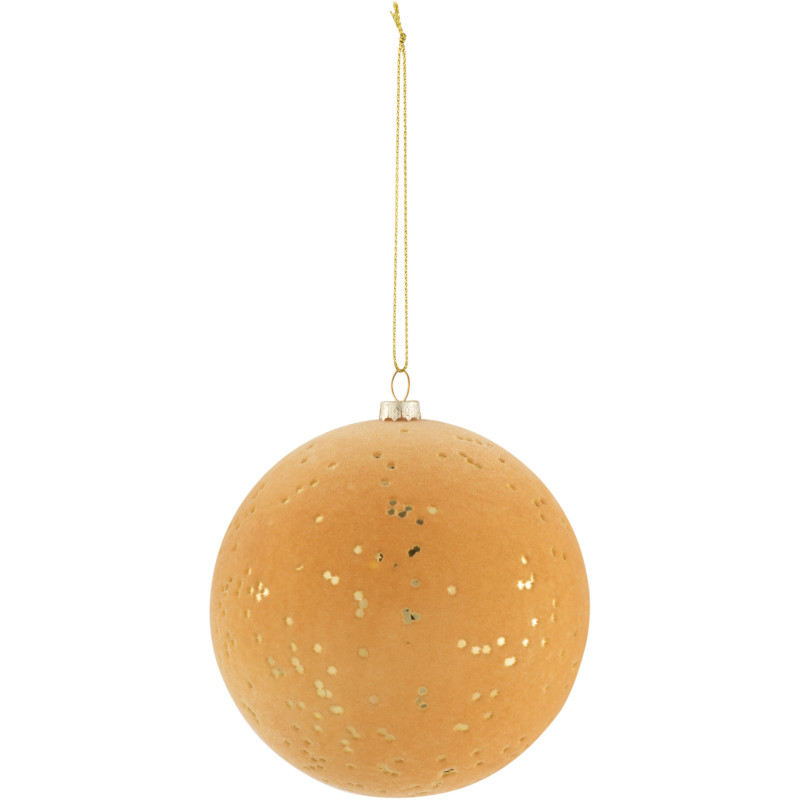 Boule de Noël en Plastique Ocre Doré Effet velours - 1