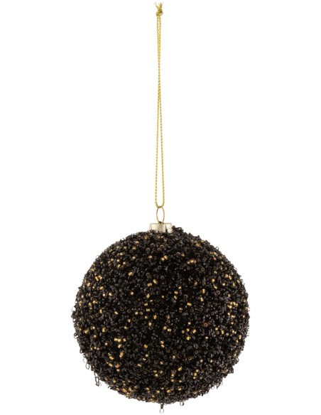 Boule de Noël en Plastique Noir Doré Avec perles - 1
